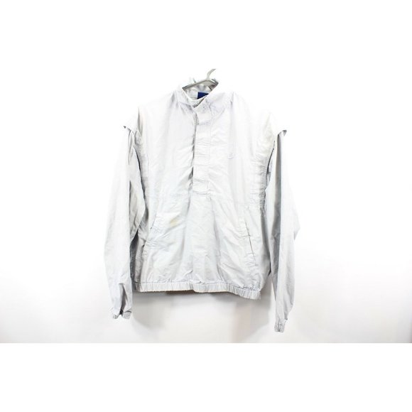 Vintage 80s Nike Mens Medium Athletics West Spell Out Team Issued Jacket Gray